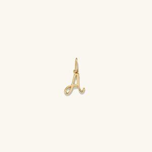 14K Yellow Gold Mejuri 'A' Cursive Letter Charm (Pendant Only)